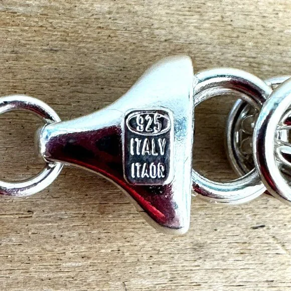 STERLING SILVER 925 ITAOR Byzantine Link Bracelet 7.25" 12g - Picture 3 of 4